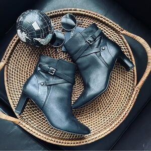 RALPH LAUREN “Nadia” Black Heeled Buckle Ankle Bootie Size 6